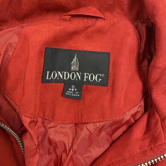 London Fog Jacket Womens Small Petite Red Detachable Hood Drawstring - Picture 2 of 13
